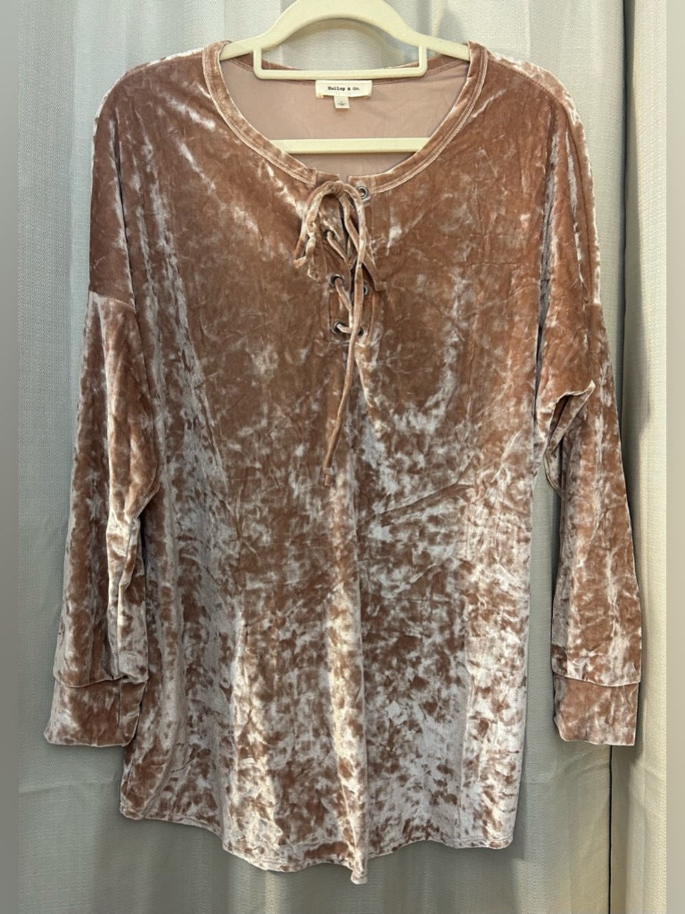 Hailey & Co. Drawstring Bust Crushed Velvet Tunic
